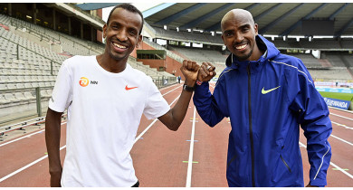 SQM Time gaat international met Mo Farrah en Bashir Abdi